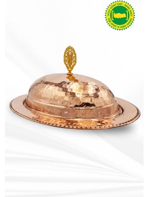 Bakır Maraş Dövme Bakır Kayık Sunumluk Kırmızı 25 cm