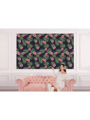 Tropikal Çiçekli Ağaç Yaprakları Duvar KAĞIDI-5561