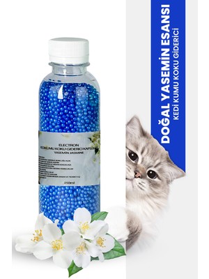 ELECTRON Kedi Kumu ve Tuvaleti Koku Giderici Granül, yasemin Ferahlatıcı Etkili, Kokusuz Tuvalet İçin, 250ml