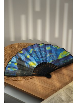 Van Gogh Yıldızlı Geceler Tablosu Geniş Yelpaze | Dekoratif | Hediyelik