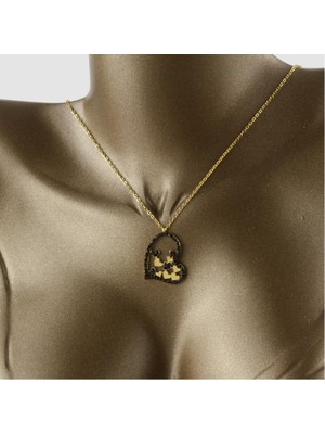 Ebijuteri Gold Renk Kalp Detay Çelik Kolye