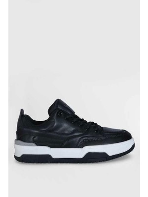 Lufian Mark Erkek Deri Sneaker Ayakkabı Siyah 112230194