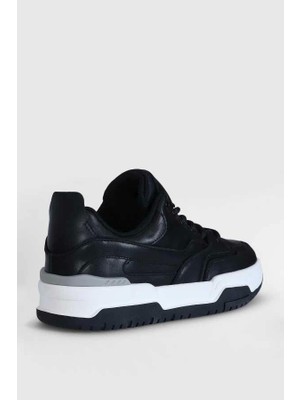 Lufian Mark Erkek Deri Sneaker Ayakkabı Siyah 112230194