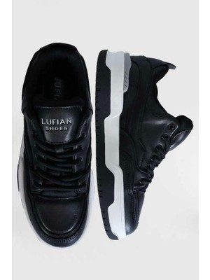 Lufian Mark Erkek Deri Sneaker Ayakkabı Siyah 112230194