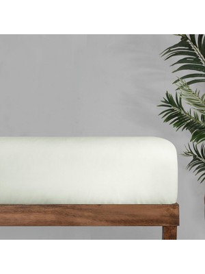 Sarev Monochrome  Pamuk Saten Düz Çarşaf Çift Kişilik Off White