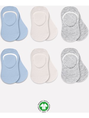 Bistyle 6'lı Silikonlu Babet Penye Çorap BS30101B Mavi Ekru Gri