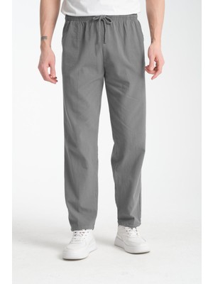 Mutlu City Erkek Ham Bez Lastikli Yüksek Bel Rahat Kalıp Pamuk Eşofman Alt Pantolon Alt Giyim 2188