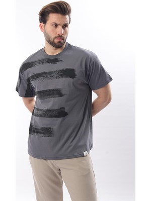Füme Baskılı Regular Fit Erkek T-Shirt E7107