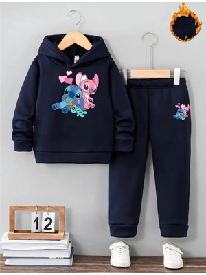 Makiteks Kışlık Kız Çocuk Eşofman Takımı 5 6 7 8 9 10 11 12 Yaş Lilo Stitch