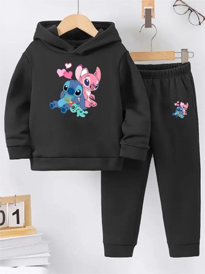 Makiteks Kışlık Kız Çocuk Eşofman Takımı 5 6 7 8 9 10 11 12 Yaş Lilo Stitch