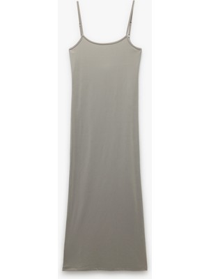 Koton Slim Fit Ince Askılı Uzun Elbise