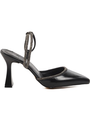 Ayakmod Siyah Ince Topuklu Kadın Abiye Ayakkabı 417603 Z