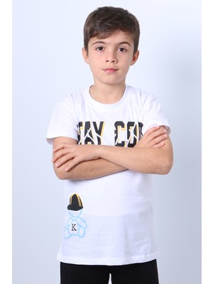 HÇM Erkek Çocuk Tişört Stay Cool Baskılı Bisiklet Yaka F18