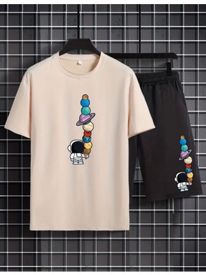 Punıx  Kıds  Özel Üretim  Gezegen Baskılı Yeni  Stil  Erkek  Çocuk  T-Shırt  Şort  Takım