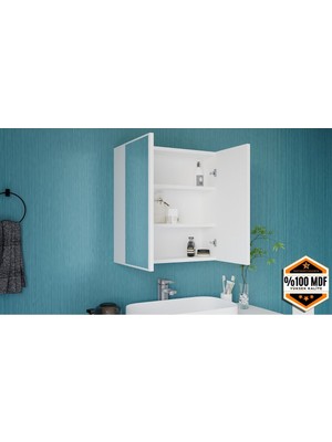 Dekorfim DF16103B 2 Kapaklı Aynalı Banyo Dolabı Çok Amaçlı Banyo Dolabı