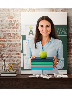 Kişiye Özel Kadın Öğretmen Fotoğraflı Kanvas Tablo 70X100CM-1