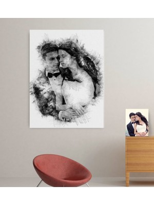 BK Kişiye Özel Gelin Damat Evlilik Hatırası Kanvas Tablo (70 x 100  cm .) 17