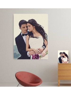 BK Kişiye Özel Gelin Damat Evlilik Hatırası Kanvas Tablo (70 x 100  cm .) 7