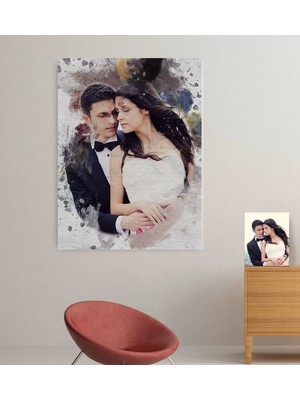 BK Kişiye Özel Gelin Damat Evlilik Hatırası Kanvas Tablo (70 x 100  cm .) 11