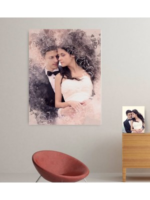 BK Kişiye Özel Gelin Damat Evlilik Hatırası Kanvas Tablo (70 x 100  cm .) 8