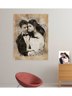 BK Kişiye Özel Gelin Damat Evlilik Hatırası Kanvas Tablo (70 x 100  cm .) 5