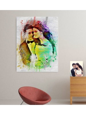 BK Kişiye Özel Gelin Damat Evlilik Hatırası Kanvas Tablo (70 x 100  cm .) 3