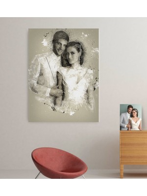 BK Kişiye Özel Gelin Damat Evlilik Hatırası Kanvas Tablo (70 x 100  cm .) 4