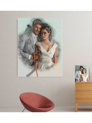 BK Kişiye Özel Gelin Damat Evlilik Hatırası Kanvas Tablo (70 x 100  cm .) 2