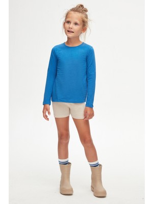 Saks Basic Mevsimlik Likralı Uzun Kollu Kız Çocuk Tişört