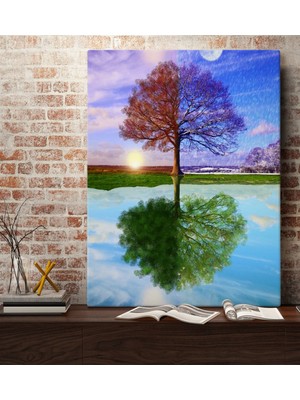 Bk Gift Dört Mevsim Ağaç Tasarımlı Kanvas Tablo 70X100CM-1
