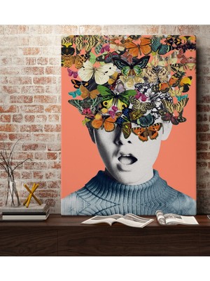Bk Gift Insan ve Kelebekler Tasarımlı Kanvas Tablo 70X100CM-1