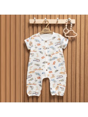 Tiffany Baby Müslin Caravan Theme Yarım Kol Uzun Tulum 61091