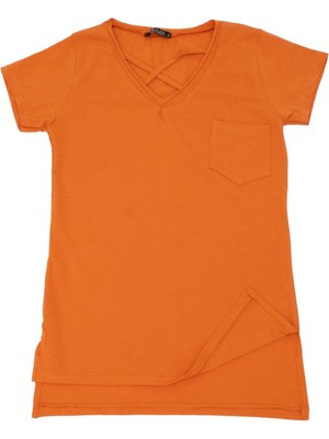 Ceylen Kadın Yaka Detaylı T-Shirt