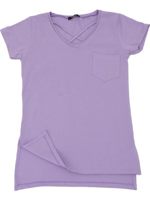 Ceylen Kadın Yaka Detaylı T-Shirt