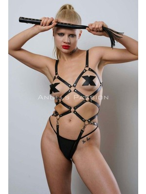 RKM Ticaret Kırbaçlı Deri Full Body Harness  Giyim, Vücudu Saran Full Body Harness - APFT1356
