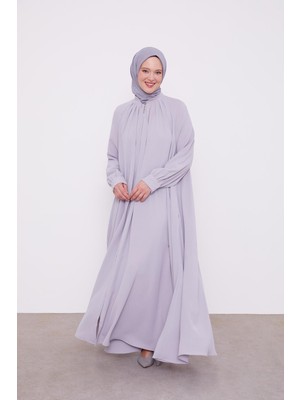 Lêvi D'or Açık Gri Omuz Büzgülü Ferace