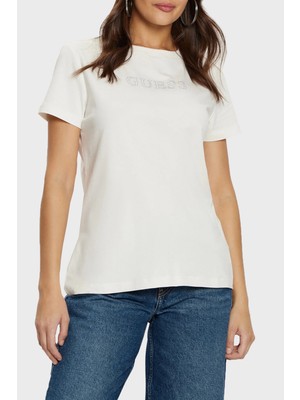 Guess Briana Pamuklu Relaxed Fit Taşlı Logolu T Shirt V3BI11J1314 Bayan T Shirt V3BI11 J1314 G6F4
