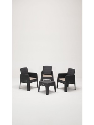 ModaLife Apex 1+1+1+S Minderli Bahçe&balkon&teras Mobilyası – Antrasit
