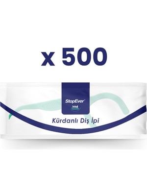 StopEver Kürdanlı Diş İpi Nane Aromalı Selefon Ambalajlı 500 Adet Pratik ve Hijyenik Kullanım