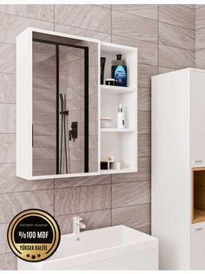 DEKORFİM DF16102B Tek Kapaklı Aynalı Banyo Dolabı Çok Amaçlı Banyo Dolabı