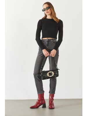 Jessica Vintage Black Mom Jean Pantolon - Vıntage Black