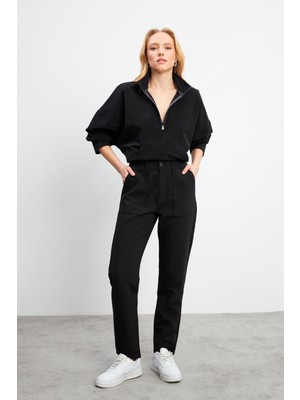 Kadın Norah Siyah Beli Lastikli Smart Gabardin Pantolon