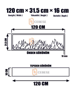 Dekoratif Elektrikli Yapay Şömine - 120 x 31.5 x 16  cm  - Farklı Renk Modları,kumandalı, Bluetooth Ses