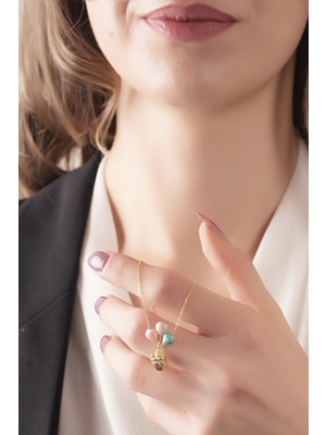 925 Ayar Gümüş, Gold Kaplamalı Kapadokya Balonu Kolye