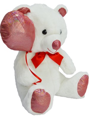 Halley Oyuncak Parlak Kumaş Balonlu Beyaz Ayı Peluş 40 cm 62502