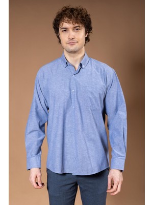 Erkek Uzun Kollu Klasik Regular Kalıp Düz Natural Pamuk Baba Gömlek 8180