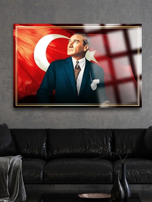 Taulart Yazısız Görkemli Atatürk Cam Tablo Kırılmaz Lüks Cam Tablo Ev, Iş Yeri, Ofis Hediyesi