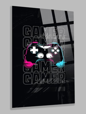 Taulart Ultra Yüksek Çözünürlüklü Game Ower Joystick Tasarımı V, Ofis Hediyesi Cam Tablo