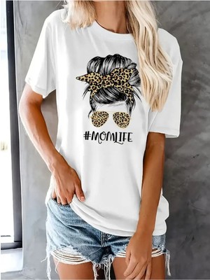 Woodroffe Kadın Anne /mama /mother Baskılı Beyaz Salaş Oversize Boyfirend T-Shirt