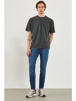 Erkek Teos Dirty Dark Blue Skinny Jean Pantolon